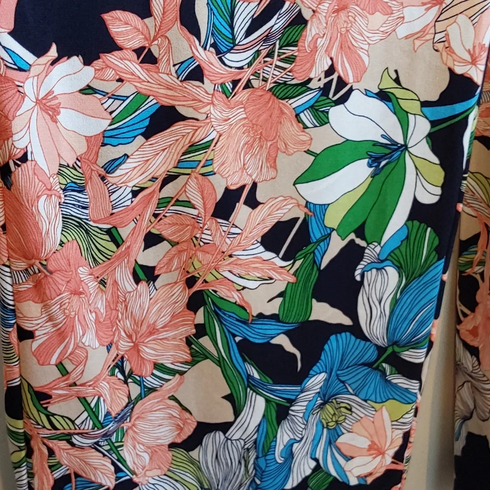 Chico's 1 Floral Jumpsuit - Navy and Pink - Picture 5 of 12